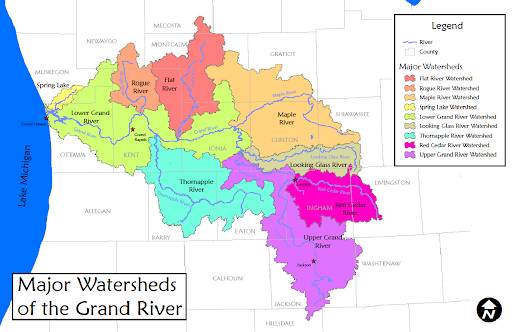 Map of the Major Watersheds of the Grand River